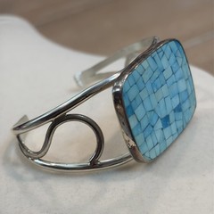 DTR Jay King vintage turquoise mosaic cuff bracelet 925 silver – Size 6-1/2, 30g