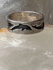 Dolphin ring dolphins band size 5.50 sterling silver women