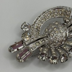 Vintage Eisenberg Original Fur Clip Sterling Silver Rhinestone Signed