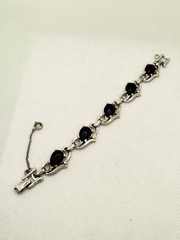 Vintage Barclay Art Deco Rhinestone Blue Panel Link Bracelet