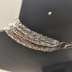 VTG Silver Tone Multi Strand S Link Choker Necklace 15 In