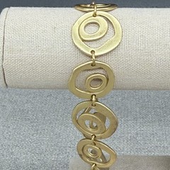 Vintage Bracelet Matte Gold Tone Double Rings Adjustable Length
