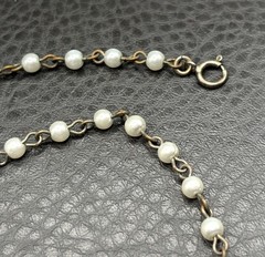 Vintage Art Deco Pearl & Purple Glass Pendant Necklace 925 Silver Clasp READ