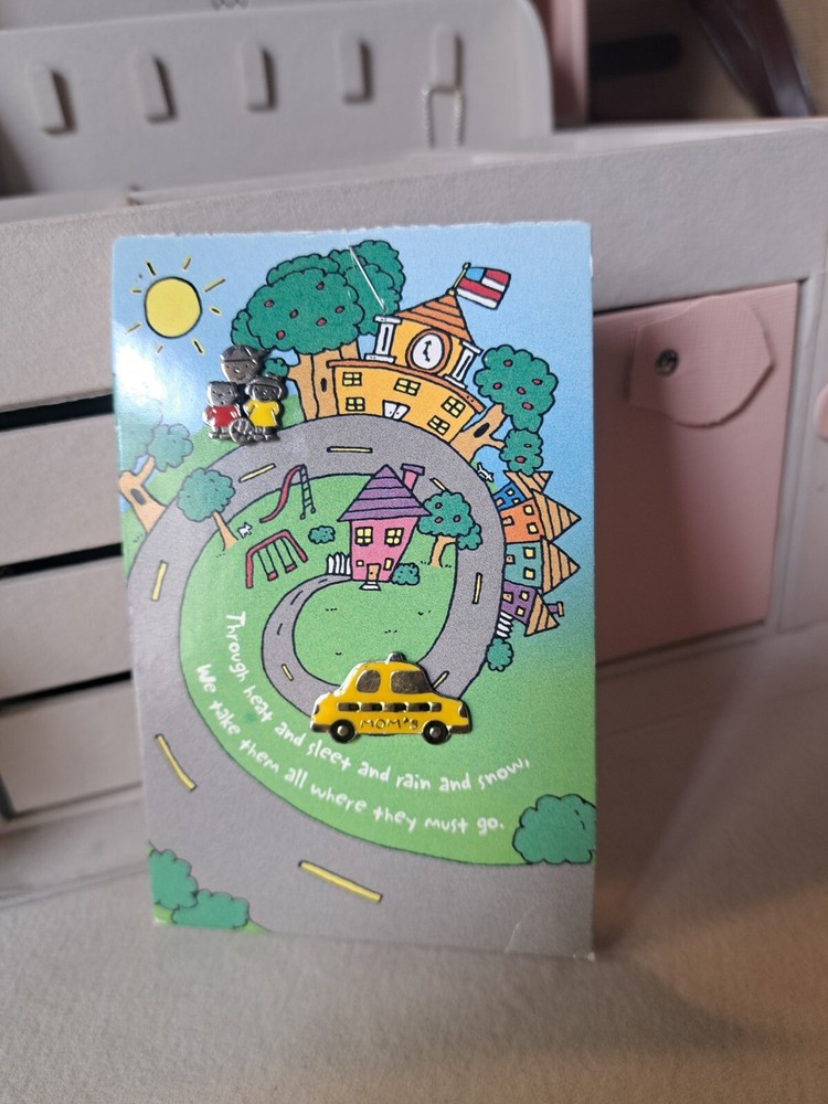 Vtg Hallmark Pin Pairs Mom’s Taxi And School Children Push Pins NWT New On Card