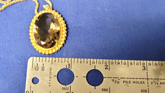 Gold Smoky Quartz Pendant 18 mm x 25 mm With GF Chain Necklace