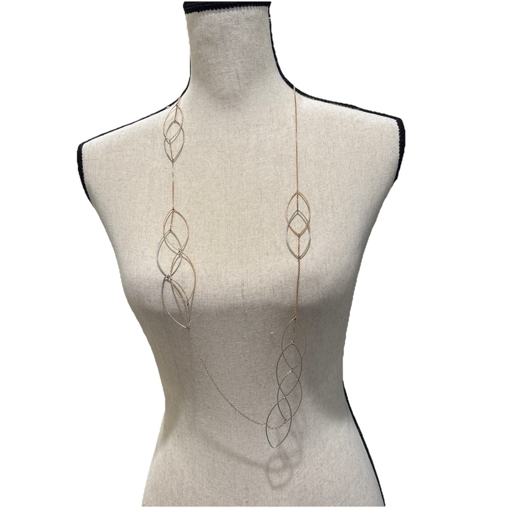 VTG. MODERNISTIC IRREGULAR ABSTRACT OVAL LINK 40″ NECKLACE Y2K