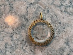 Vintage 1950’s to 1970’s Crown Trifari Zodiac Sign Etched Glass Pendant