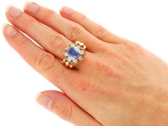 2.51ct Ceylon Sapphire and 0.24ct Diamond 18ct Yellow Gold Platinum Dress Ring