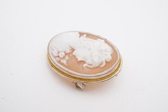 Vintage 800 Silver Cameo Brooch Pin
