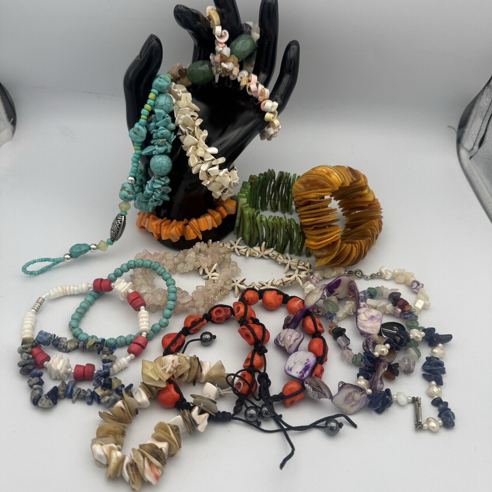Vintage Beachy Bracelet Lot Mermaid Shell Surfer Jewelry Reseller 21 Pc 1.57lb