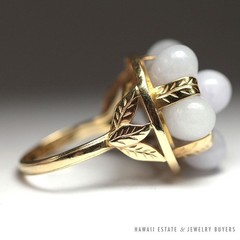 Ming’s Hawaii Lavender Jade 14K Yellow Gold Cluster Ring Size 5.75 w/ Box