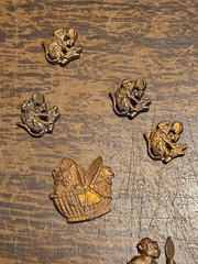 Lot Of 20 Monkey W/ Mirror France Vintage 60s Brass Stampings Findings Jewelry