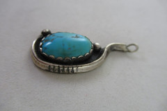 Pendant Vintage Native SouthWest Turquoise n Sterling Silver Old Pawn Small-Sz.
