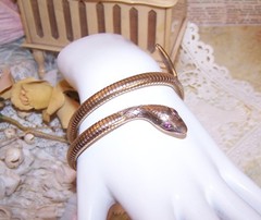 Victorian Revival 9K Rose Gold Ruby Expandable Cable Snake Bracelet – Arm Band