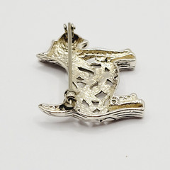 Scottie Dog Scottish Terrier Jezlaine Sterling 925 Filigree Metal Vtg Brooch Pin