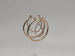 Large 14k Gold Twisted Hoop Earrings. 3″ Intertwined Twisted Double Wire Hoop Ea