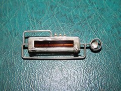 BALTIC AMBER STERLING MODERNIST PIN BROOCH MCM MADE IN RUSSIA Vtg