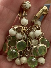Vintage Clip On Earrings Lot 6 Sets Gold Tone Glass Acrylic 1 Signed Coro