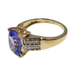 Classic 10k Solid Yellow Gold 2ct Natural Tanzanite and Diamond Ring Size 4.75