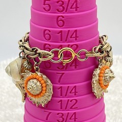 Vintage Chunky Charm Bracelet Sea Shell Bead Starfish Signed Germany 7″