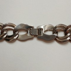 Vintage Silver Tone Double Link Necklace & Bracelet with Hinged Clip Clasp