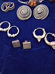 11 Pair Vintage Sterling Silver Earrings 1 Sterling Bracelet 58.1g