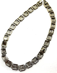 VTG Delillo Silver plate necklace w/Clear Rhinstones signed 20 1/2″ Length