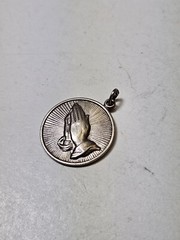 Vintage JMS Sterling Silver Charm Pendant Serenity Prayer Praying Hands Bracelet