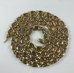 Vintage Gold Toned Reversible Two Sided Unusual Snake Links Long Chain Necklace