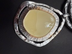Vintage Abalone Medallion Silver Collar And Earrings