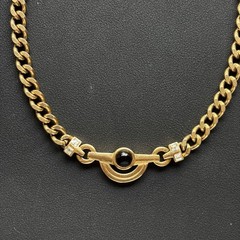 Vintage 1980 Givenchy Paris New York Gold Bold Curb Chain Cabochon Necklace 16”