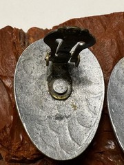 1940s Wartime Hammered Aluminum Dogwood Motif Clip Back Earrings Alcoa Renoir