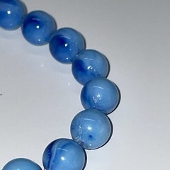 Vintage Marbled Plastic Round Bead Bracelet Sky Blue Classic Everyday N14