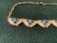 Vtg Jace Aurora borealis Silver tone Adjustable length Choker collar Necklace