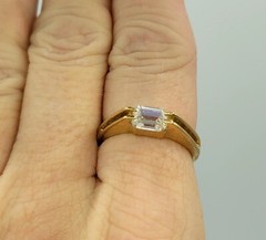 Vtg Sz 7 Ring Sm Clear Cubic Zirconia 18KGE Stackable Fashion Jewelry StyS3