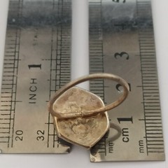 Vintage Persian Black Enamel Ring Flower Middle Eastern Art Mediterranean 7.25