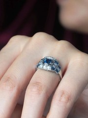 2.10Ct Art Deco Style Lab Created Topaz & Diamond Wedding 14k White Gold FN Ring