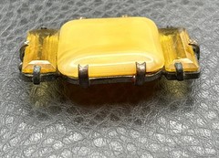 Vintage Art Deco Czech Yellow Glass Open Back Old Clasp Brooch Pin