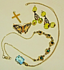 VTG Jewelry Lot :Cubic Zirconia- 925 CM, Victorian Prehnite , Tourmaline