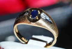 10k yellow gold 0.30ctw natural diamond ring sapphire sz 10 heated 2.63g Romance
