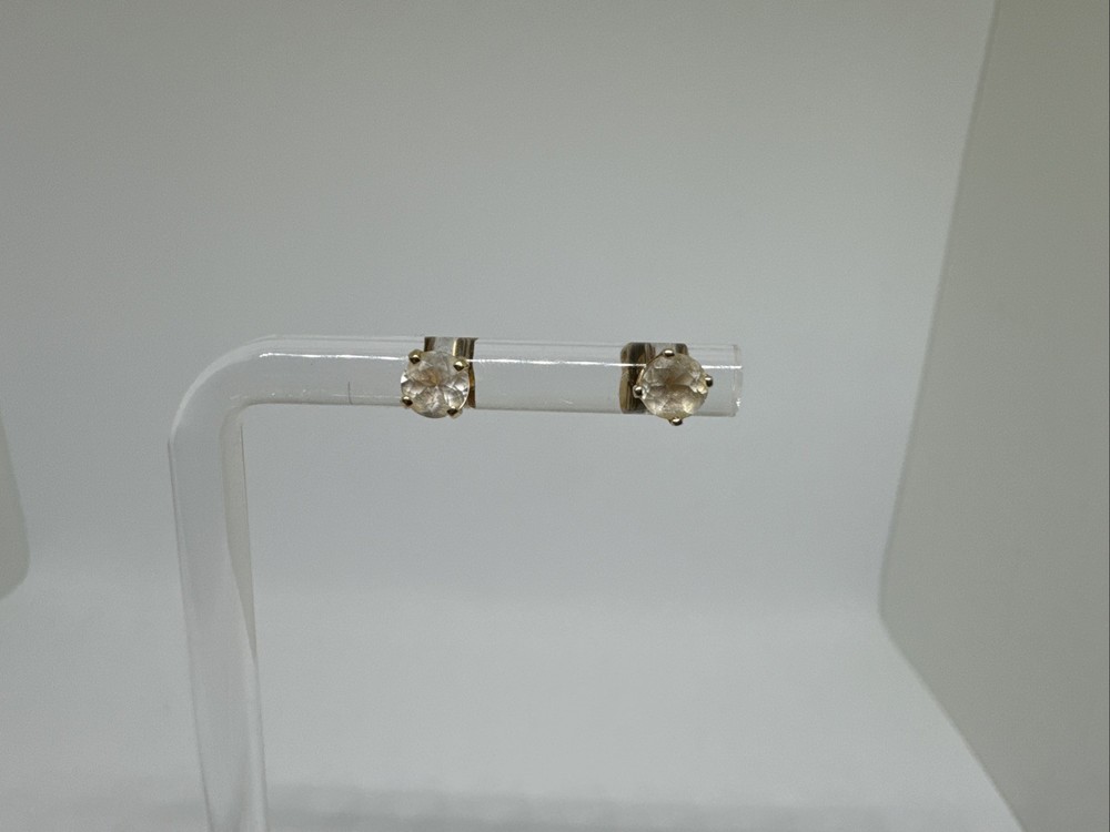 Rare 14K Yellow Gold White Spinel Stud Earrings, 0.5 TCW