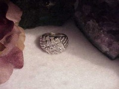 Sterling Silver 4.00ct CZ Cocktail Dome Ring Sz 7 Baguettes Rounds CZ 8.0Gr MEDA