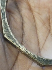 VTG 1930s Engraved Scroll Octagon Shaped Bangle Bracelet Opens W/ Chain