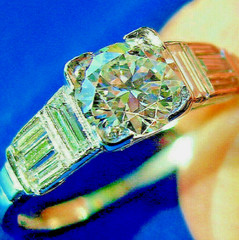 Original EARTH MINED DIAMOND Art Deco Engagement Ring SOLID PLATINUM Solitaire
