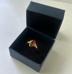 Vintage Red Cubic Zirconia Ring Gold Plated Womens Size 9.5