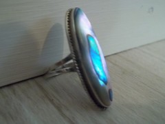 Vintage 925 Silver Abalone Ring ARF Size 6.5 READ