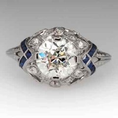 Art Deco Style Round Cut Lab-Created Diamond 14k White Gold Finish Wedding Ring