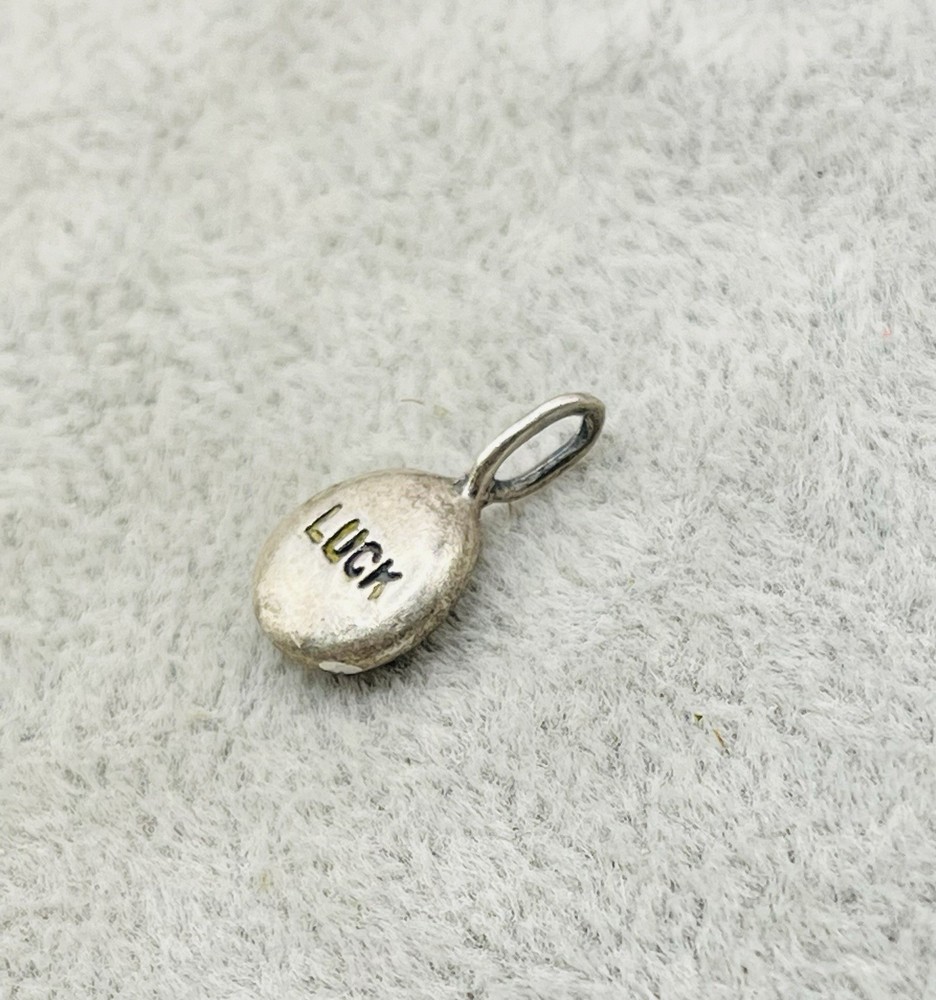 Vintage 925 Sterling Silver LUCK Charm Mini Good Luck Pendant