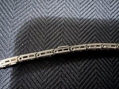 Antique Edwardian 14K White Gold Diamond Blue Sapphire Platinum Bracelet