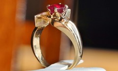 14k yellow gold 1.80ct natural diamond sz 9 ring ruby vintage heated 8.7g N2973L